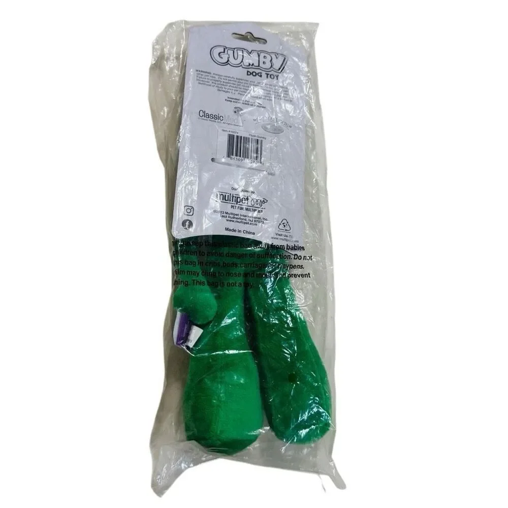 Multipet Plush Stuffed  Squeaky “Gumby” 9 Inch Dog Toy **Brand New**